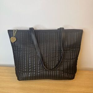 Betsy Johnson Vegan Leather Elegant Black Tote Bag‎